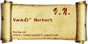 Vankó Norbert névjegykártya